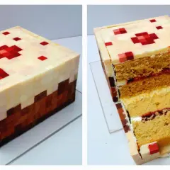 En Minecraft-inspirerad tårta, perfekt för alla fans. Detta är ett fantastiskt minecraft tårta recept som ser ut som en grästuva.