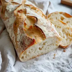 Nybakad ciabatta med krispig skorpa och luftig insida. Perfekt för ditt ciabatta recept.