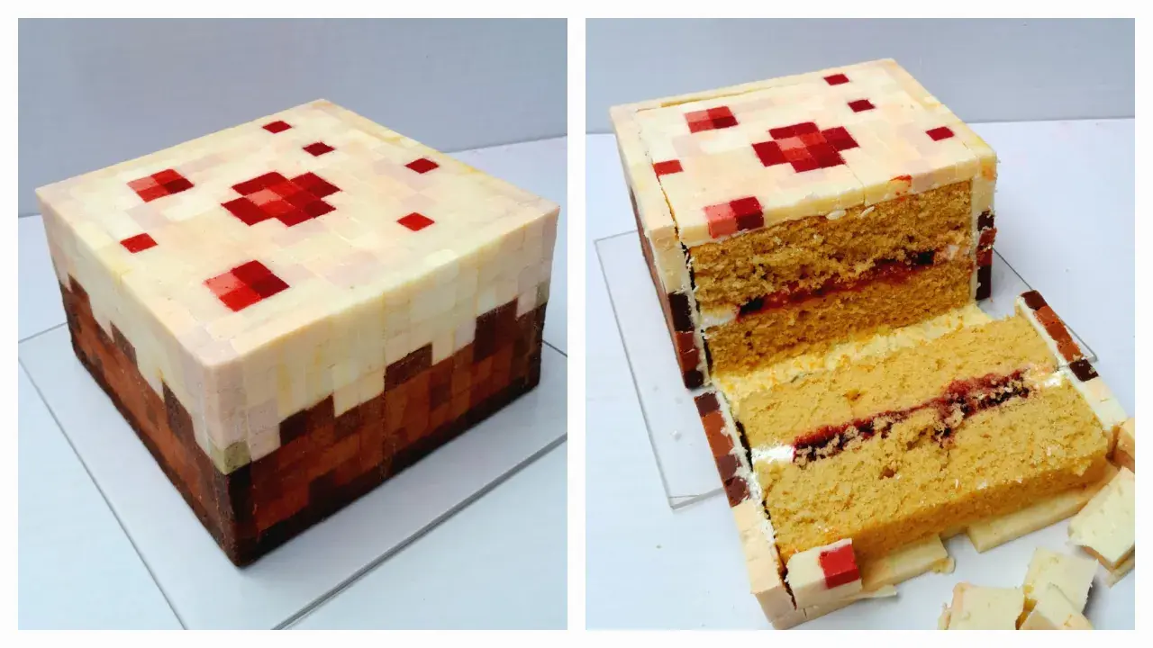 En Minecraft-inspirerad tårta, perfekt för alla fans. Detta är ett fantastiskt minecraft tårta recept som ser ut som en grästuva.