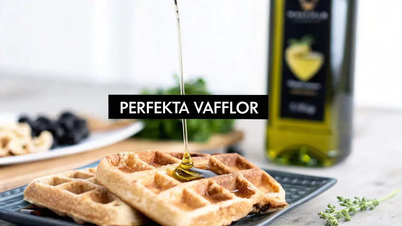 Perfekta våfflor med honung som ringlas över. Ett recept på krispiga och gyllene våfflor.